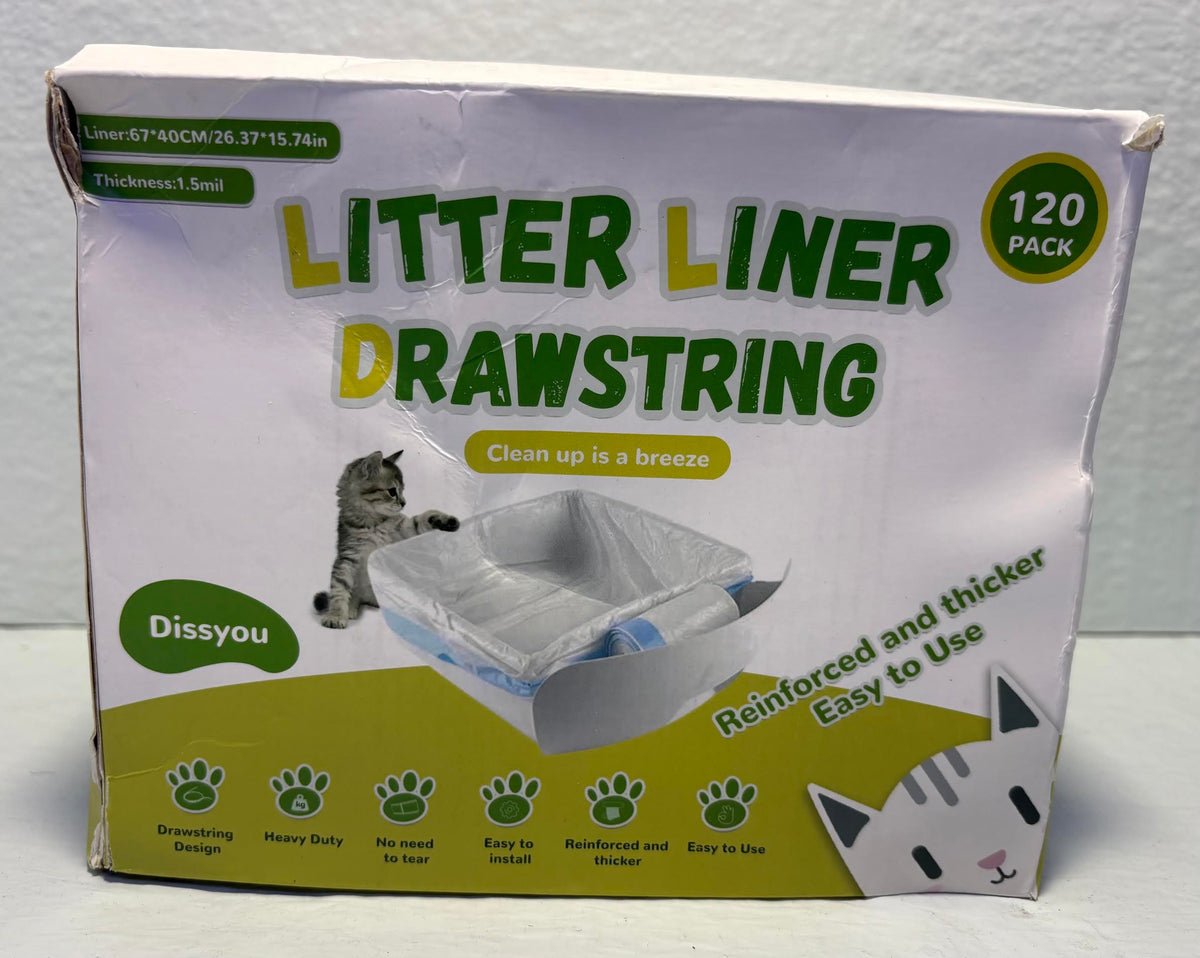 Litter Box Liners, 120 pack  Count Jumbo Cat Litter Pan liners, Drawstring Litter Liner Bags For Litter Box