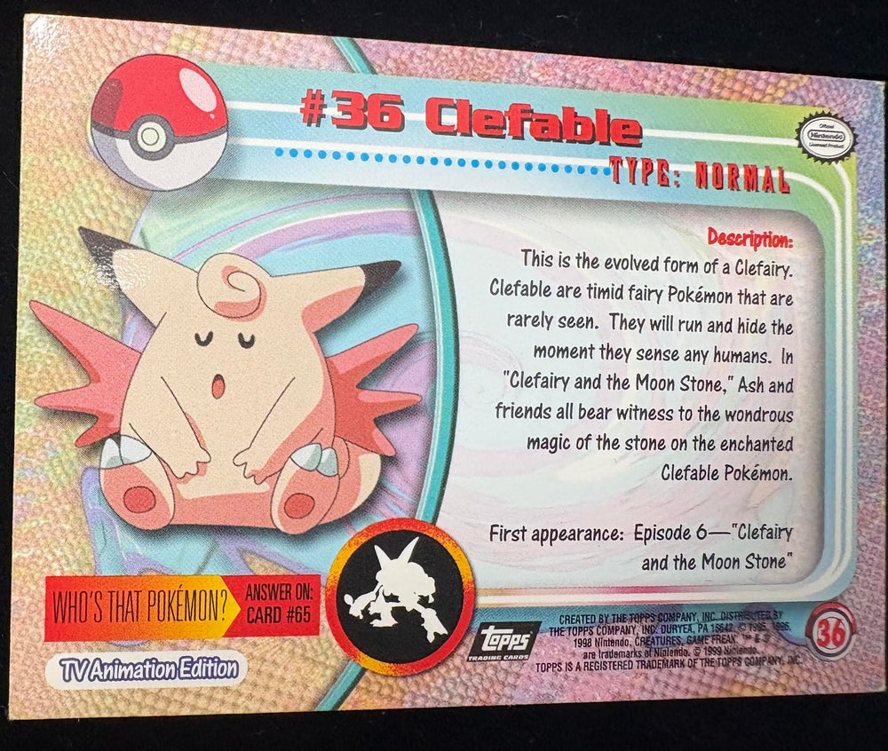 (shf V A-1 ) Vintage 2000 Topps Chrome Pokemon TV Clefable #36