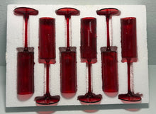 ( shf 31 ) Set of 6 red glass champagne flutes for weddings and parties