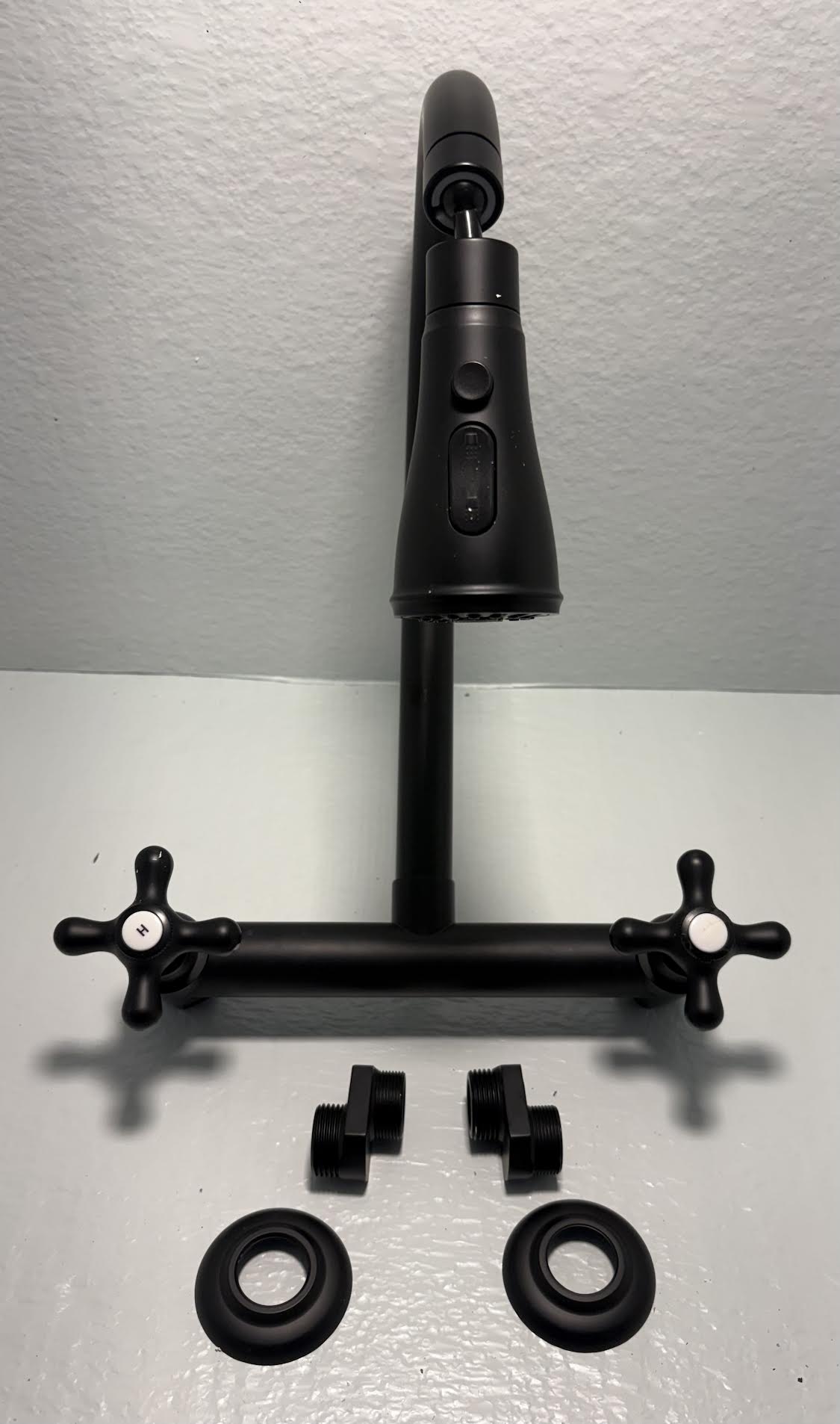 ( shf 29 ) Wall-Mounted Kitchen Faucet. Matte Black, Utility Sink Faucet.