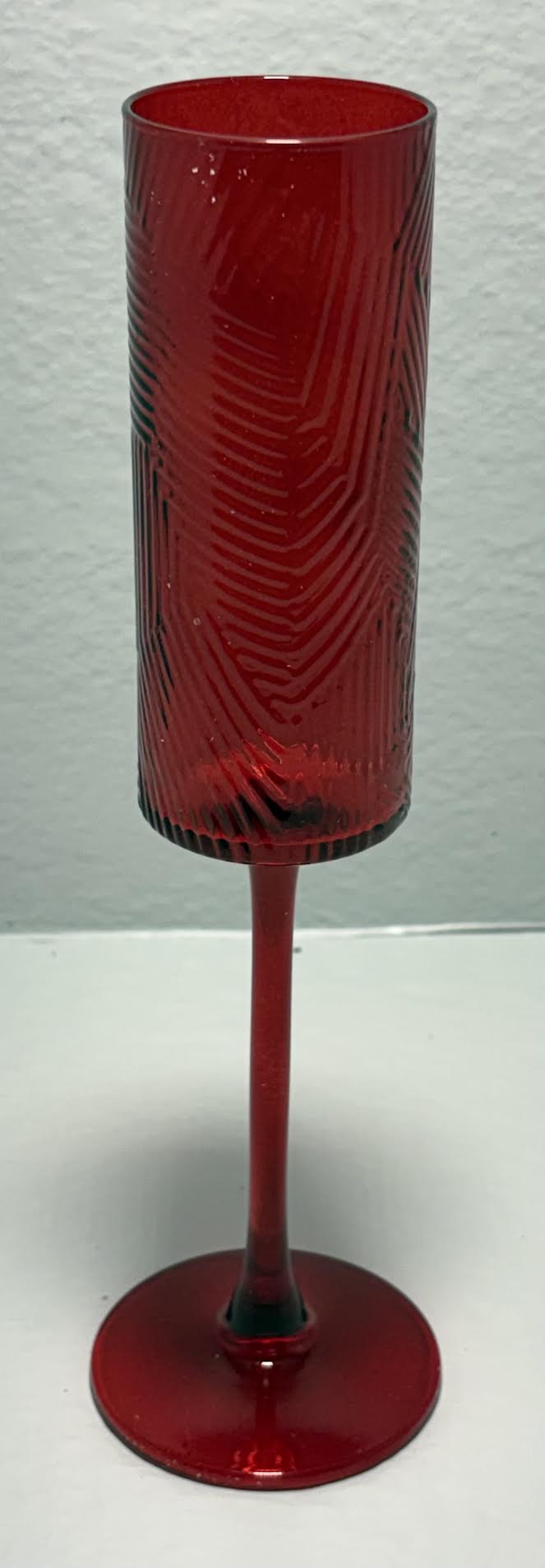 ( shf 31 ) Set of 6 red glass champagne flutes for weddings and parties