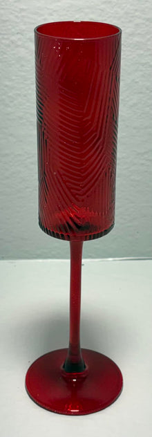 ( shf 31 ) Set of 6 red glass champagne flutes for weddings and parties