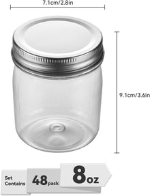 ( shf 03 ) Novelinks 8 oz Clear Plastic Jars with Lids and Plastic Mason Jars Lids |
