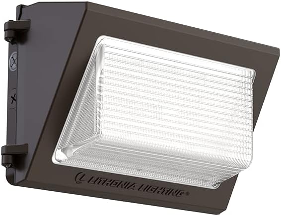 Lithonia Lighting 13" LED Wall Pack Outdoor Light Fixture, 3-Way Selectable CCT 3000K/4000K/5000K, Adjustable Lumens, Dusk to Dawn Photocell, UVOLT, Bronze (TWR1 LED ALO SWW2 UVOLT PE DDBTXD)