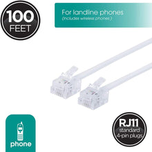 ( shf 27 ) Power Gear Telephone Line Cord, 100 Feet, Phone Cord, Modular Jack Ends | Works for Phone