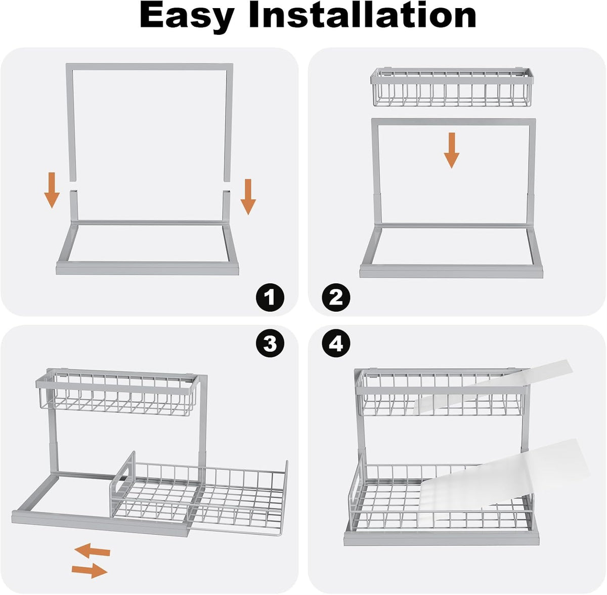( shf 26 ) REALINN Under Sink Organizer, L-Shaped 2 Tier Pull Out Cabinet Organizer