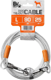 ( shf 14 )  BV Dog Tie Out Cable 25 Feet - Heavy Duty Dog Lead up to 90 Pounds