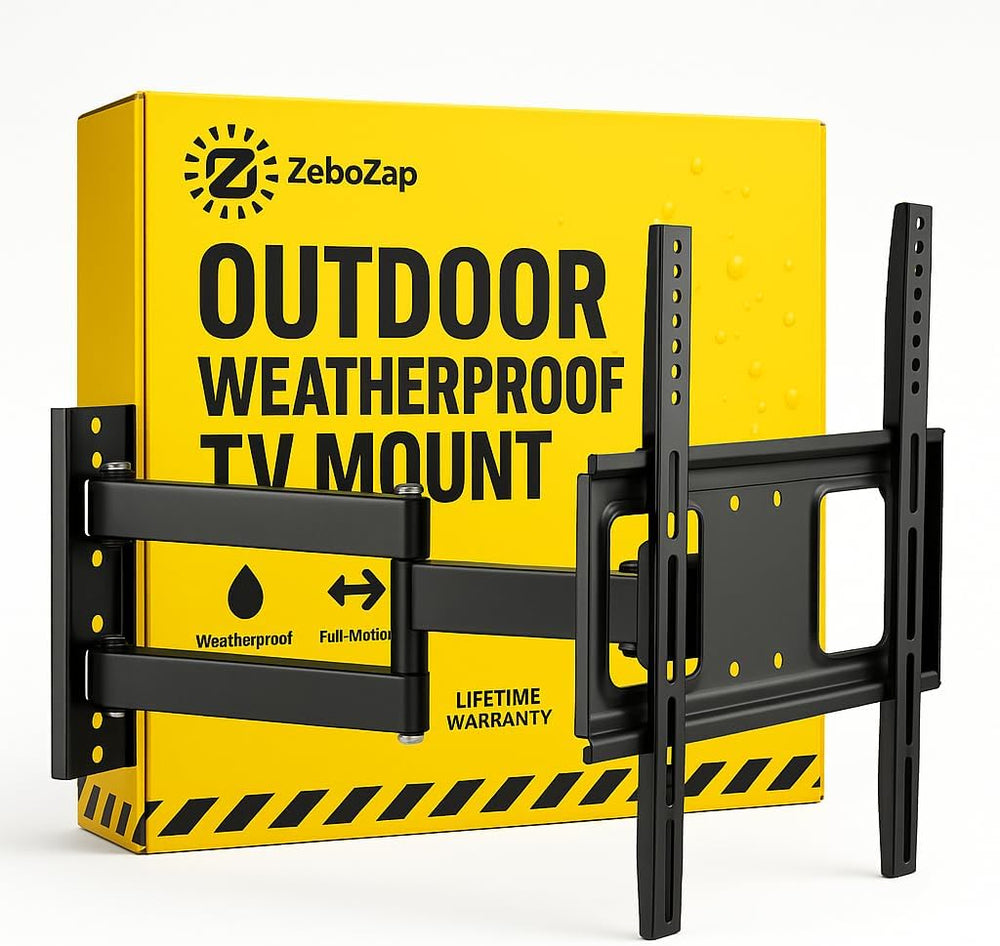 ZeboZap ZZTVA8044 Outdoor TV Mount | Weather Proof - Mount on Vinyl Siding, Stucco, Brick and Stone for Patio, Backyard