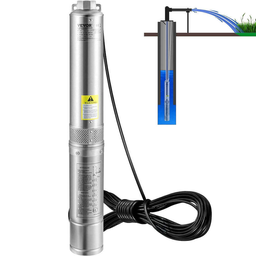 VEVOR Deep Well Submersible Pump, 3HP/2200W 230V/60Hz,