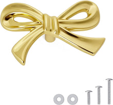 ( shf 32 ) 6 Pack Large Brushed Gold Bow Dresser Cabinet Knobs, 2.7 Inches