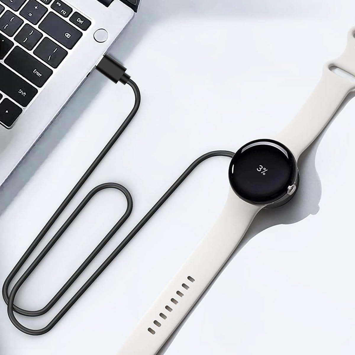 ( shf 27 ) USB-A/C Charger for Google Pixel Watch 2 & 3 Smartwatch (Black)