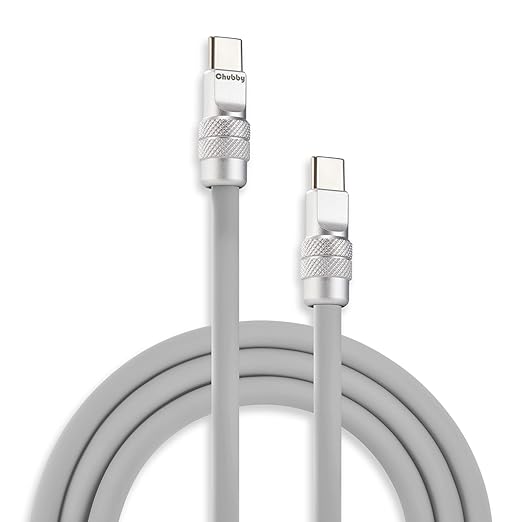 chubbycable Chubby 2.0 USB C 240W Fast Charging Cable Silicone Soft Durable USB C Cable Extra Thick Charger Cord Compatible with iPhone 17-15 Series iPad, Gray, Type-C to Type-C, 19.6FT