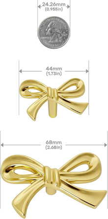 ( shf 32 ) 6 Pack Large Brushed Gold Bow Dresser Cabinet Knobs, 2.7 Inches