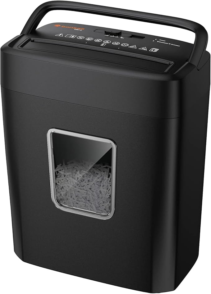 Bonsaii Paper Shredder, 9-Sheet Crosscut Home Office Shredder with 4.2 Gallon Bin, P-4 Security Level Document Shredder Shred Credit Card/Mail/Staple/Clip (C261-C Updated)