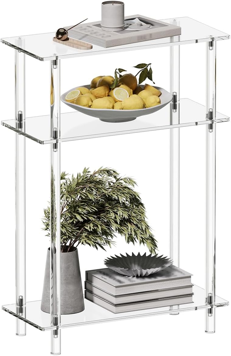 ( shf L ) HMYHUM Acrylic Narrow Side Table for Small Spaces