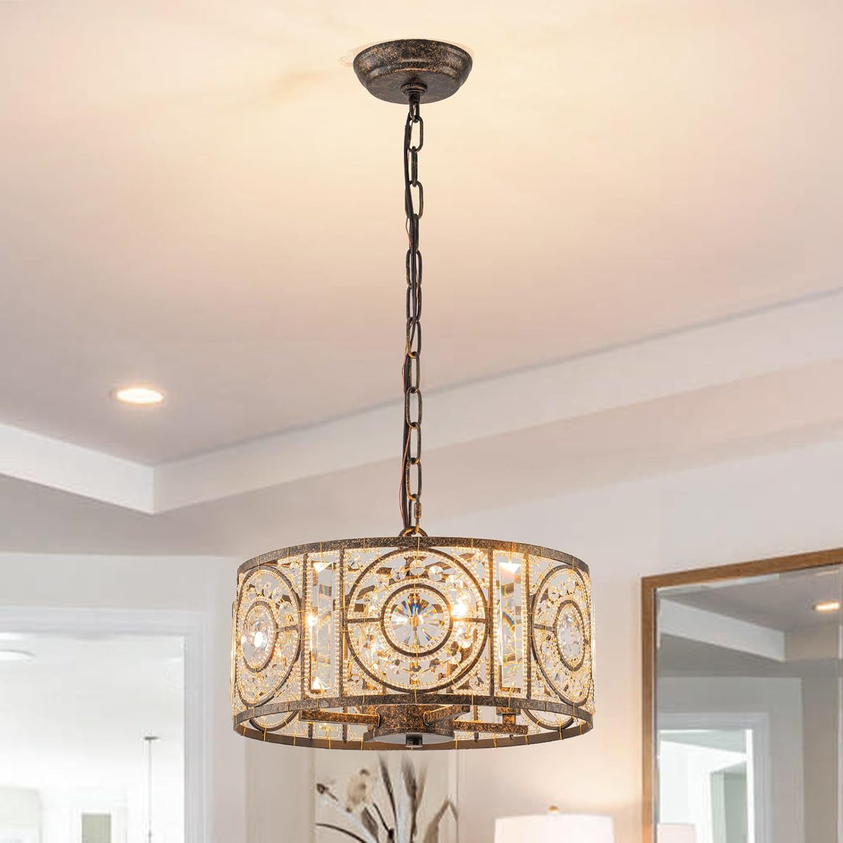 ( shf 34 ) Zicbol Bronze Vintage Crystal Chandeliers