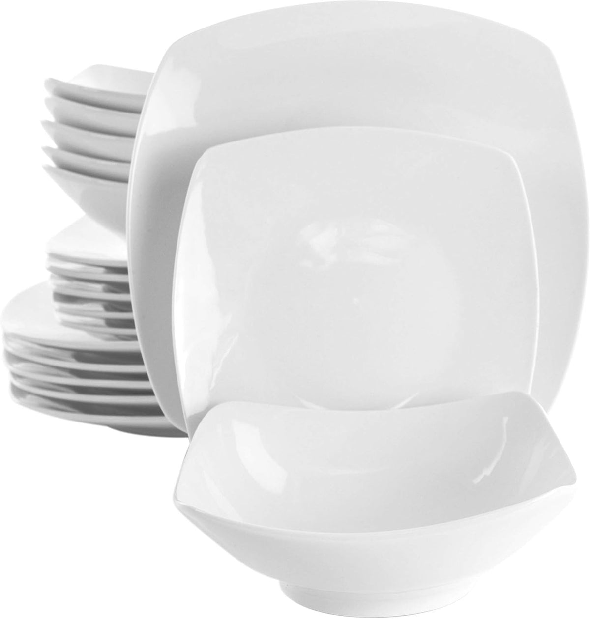 ( shf 6 ) Elama White Porcelain Dish Dinnerware Set, 18 Piece