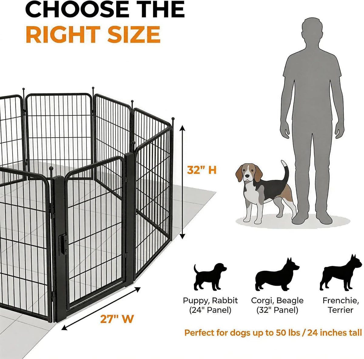 ( shf 34 ) 32 Inch Dog Playpen, 8-Panel Metal