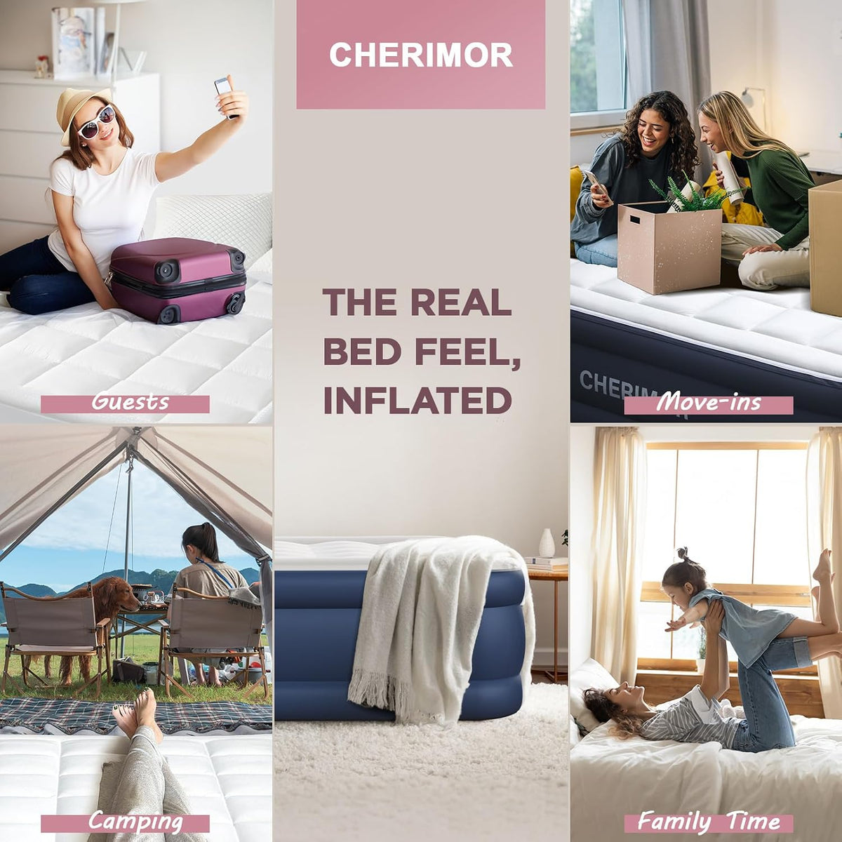 ( shf 30 ) CHERIMOR Queen Inflatable Mattress with Built-in Pump