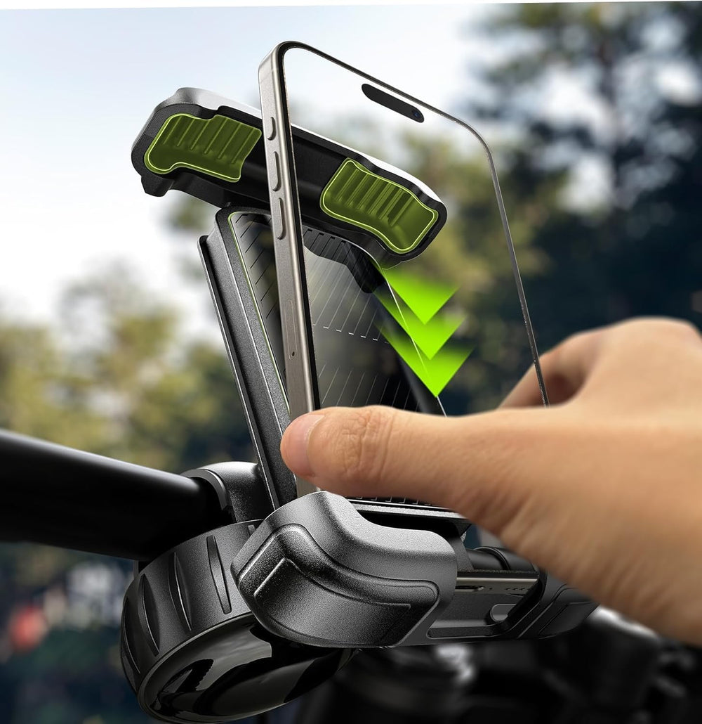 Bike Phone Holder, [Super Easy Install] Motorcycle Phone Mount Ebike Accessories Bicycle Handlebar Holder Mount Gifts for Adults Kids Men Mountain Mini Bike Scooter Gear Accessories for iPhone