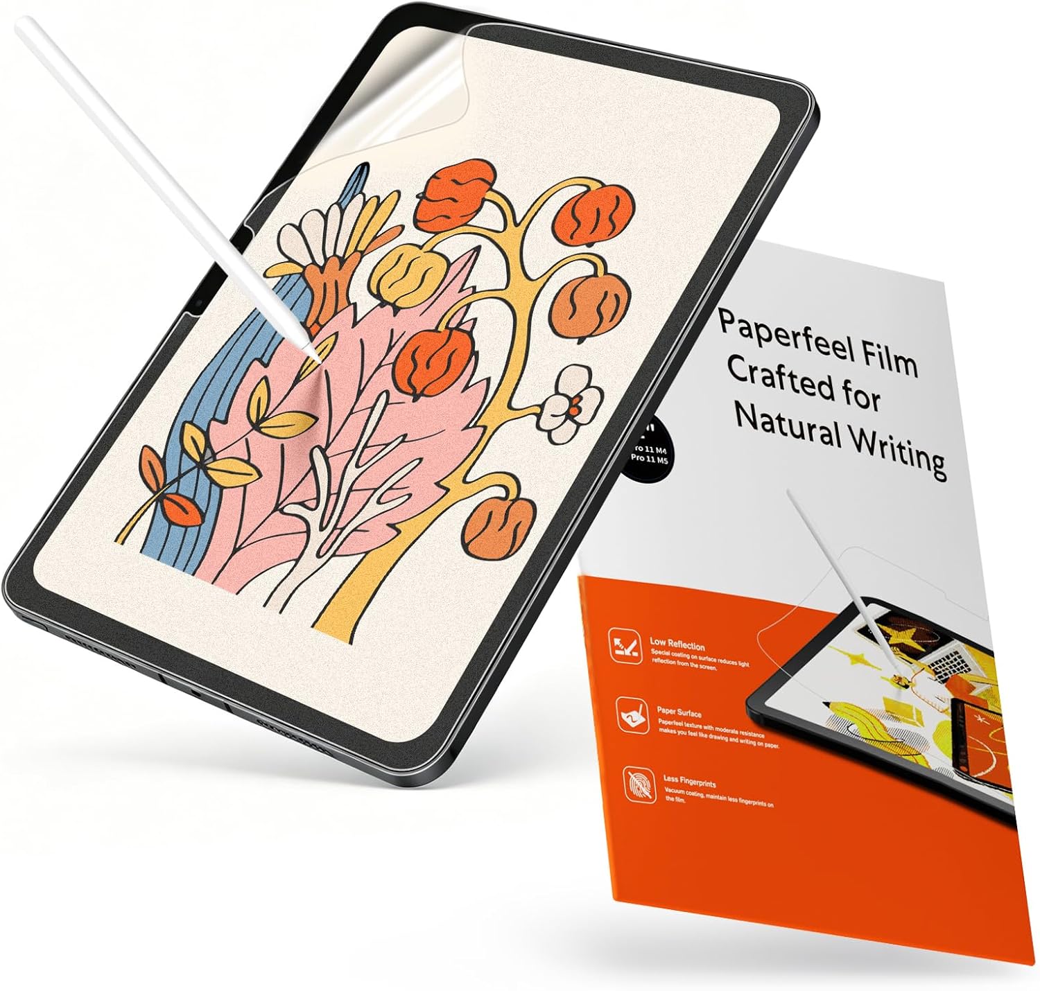 KCT 2 Pack Paperfeel Screen Protector Compatible with iPad Pro 11 inch M5 2025 / M4 2024, Anti-Glare & Matte Film for Drawing/Writing, Compatible with Apple Pencil