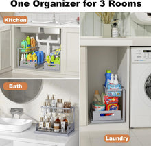 ( shf 26 ) REALINN Under Sink Organizer, L-Shaped 2 Tier Pull Out Cabinet Organizer
