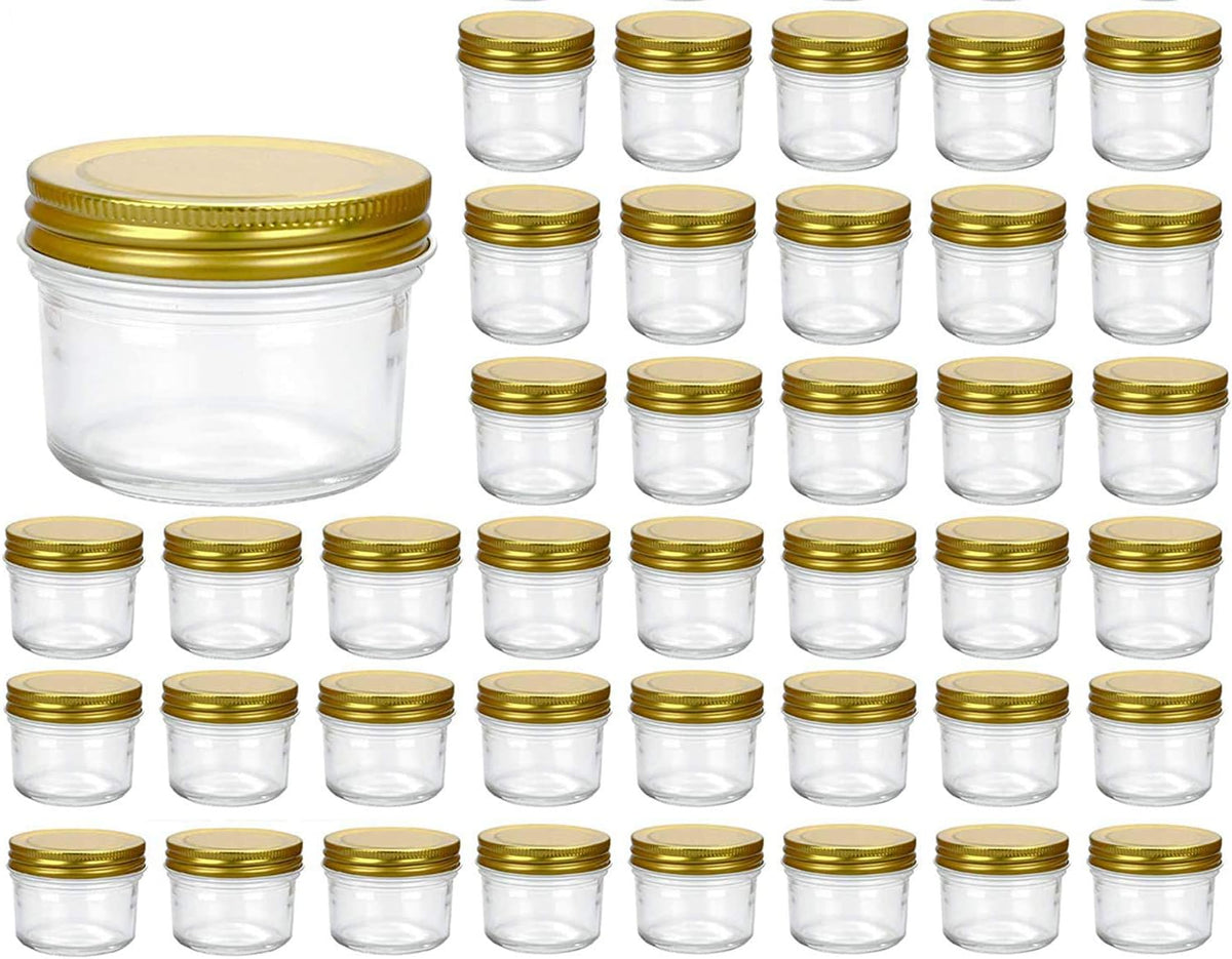 ( shf 31 ) Mini Mason Jars 4 oz, 40 Pack Small Glass Jars with Lids