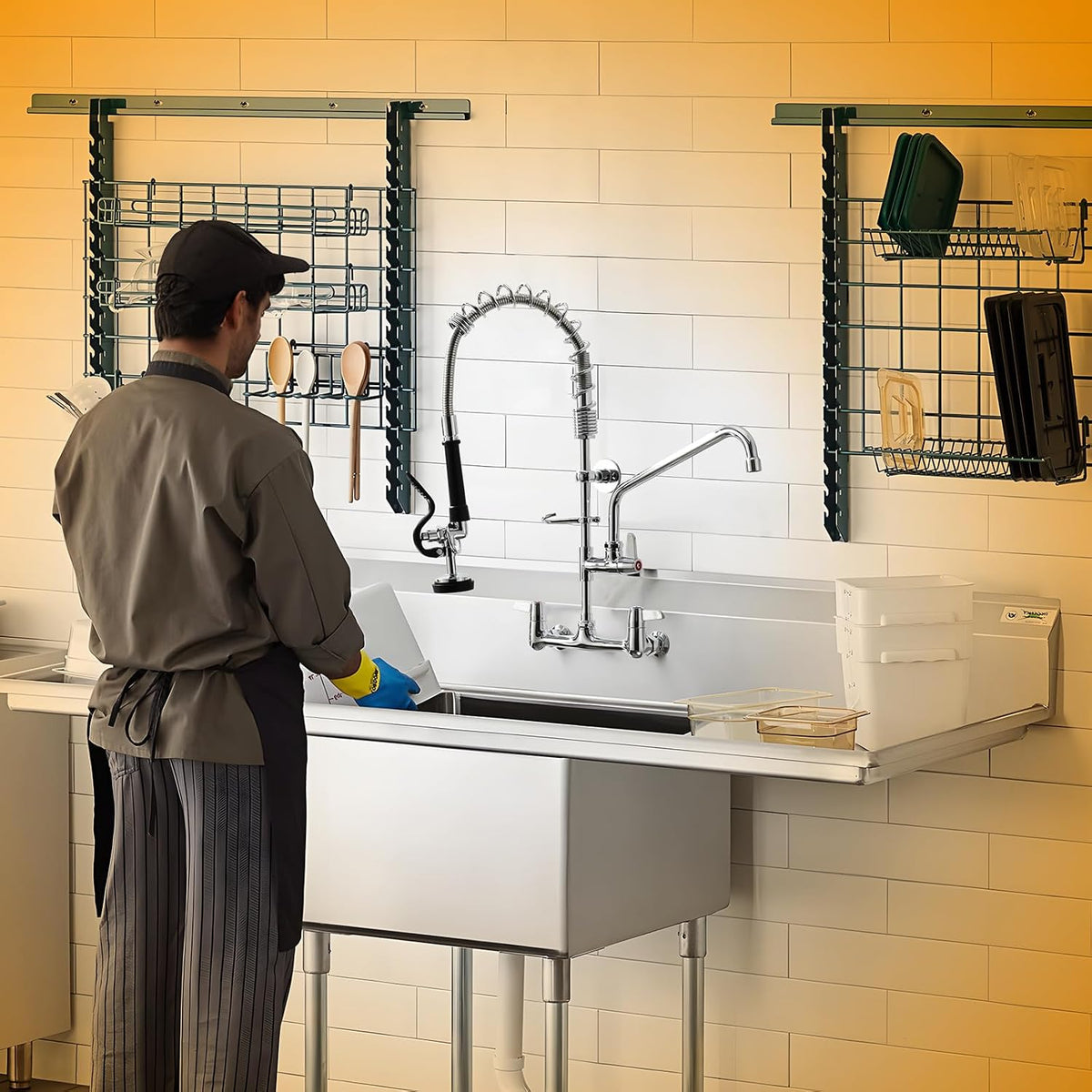 ( shf 31  )GIMILI Commercial Sink Faucet with Sprayer 8 Inch
