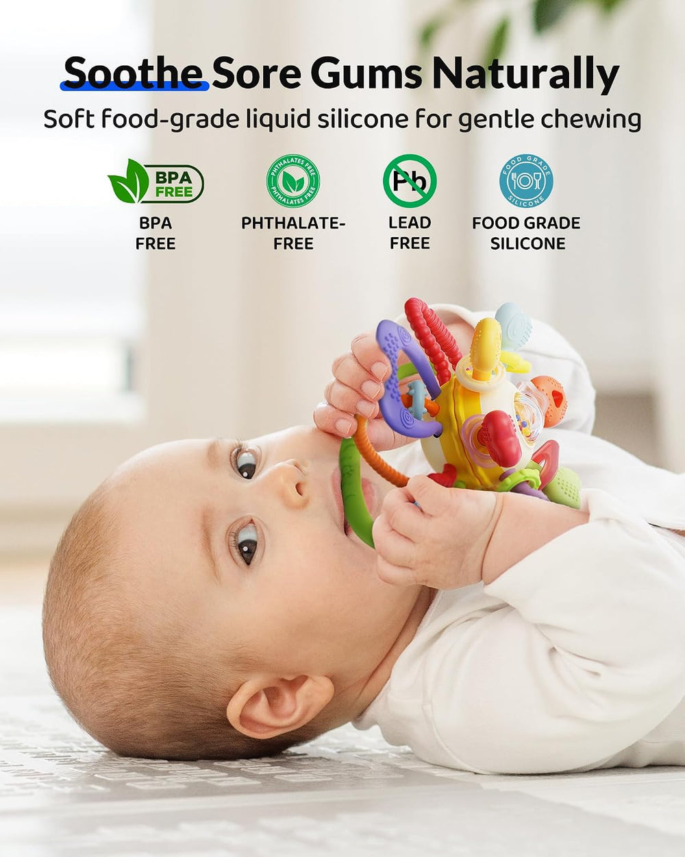 ( shf 24 ) Infinno Soft Baby Teething Toy with Rattle, BPA Free Silicone, 0-12 Months
