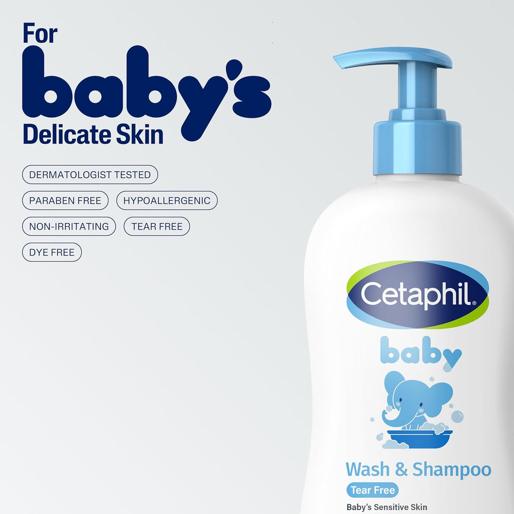 Cetaphil Baby Shampoo and Body Wash with Organic Calendula, Tear Free, Hypoallergenic, Ideal for Everyday Use, Dermatologist Tested, 13.5 FL OZ