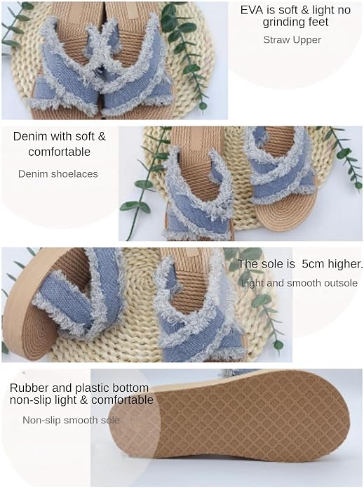 ( shf 13 ) Denim Slipper Slide Sandals For Women with Cross Design ( size 9 )