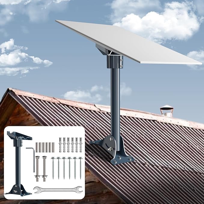 Starlink Gen 3& Gen 4/4X Mount Adapter, 15.7" Heavy Duty Steel Pivot Pole Pipe with Adjustable Base, Roof Mount Kit Compatible with Starlink V3/V4 Standard Dish