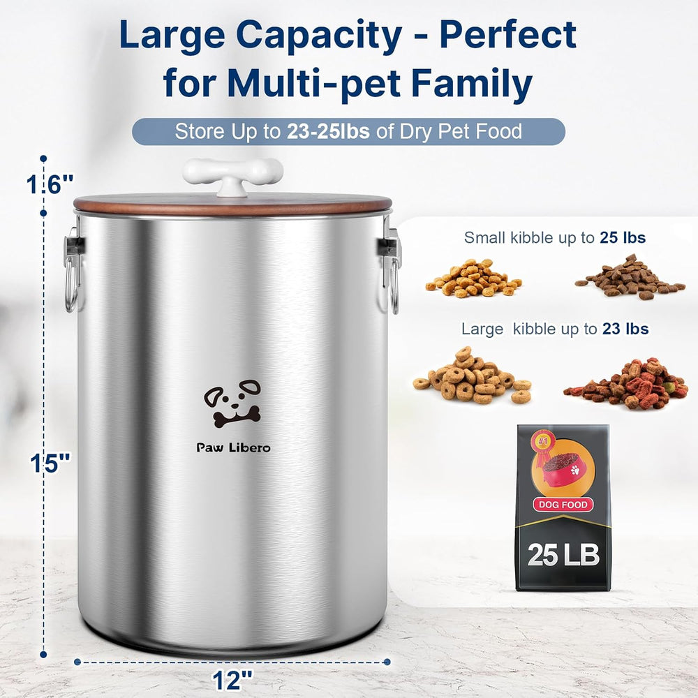 (shf L ) 25 lb Stainless Steel Dog Food Storage Container with Airtight Lid for Pet