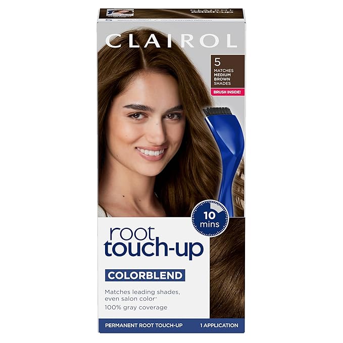 Clairol Root Touch-Up by Nice'n Easy Permanent Hair Dye, 5 Medium Brown Hair Color | 100% Gray Coverage | Easy Brush Application | Matches Professional Salon Shades | Pack of 1