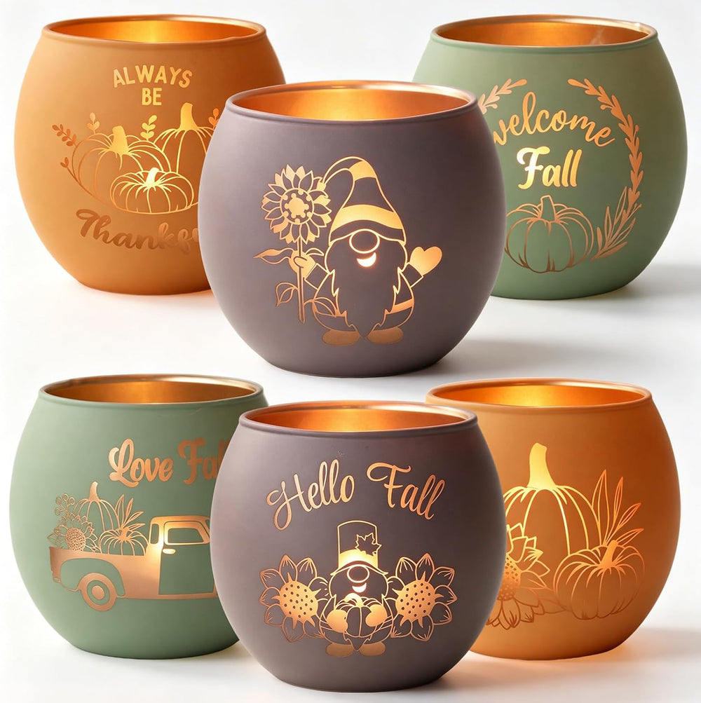 ( shf 02 ) Candle Holders for Fall Table Decor Centerpiece Decorations Glass