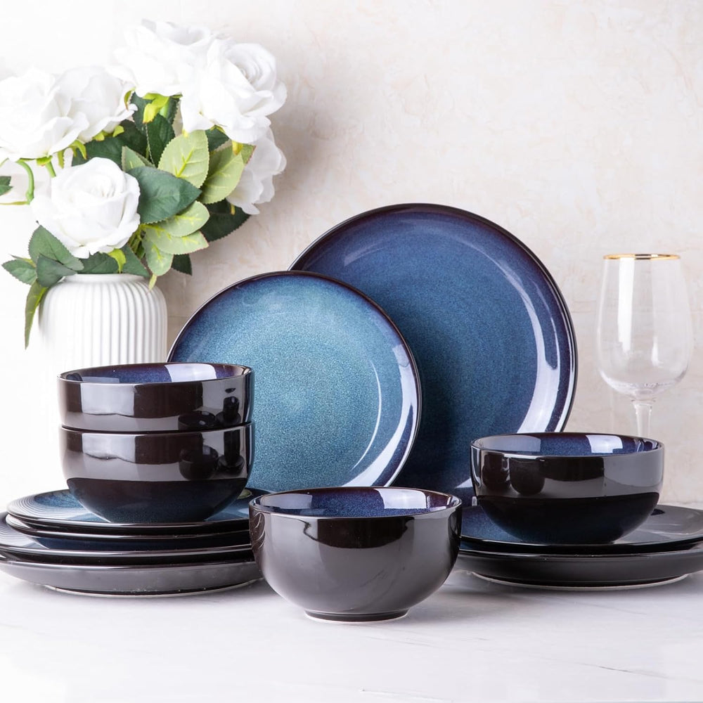 ( shf 03 ) LERATIO Ceramic Dinnerware Sets for 4,12Pcs Porcelain Plates and Bowls Set