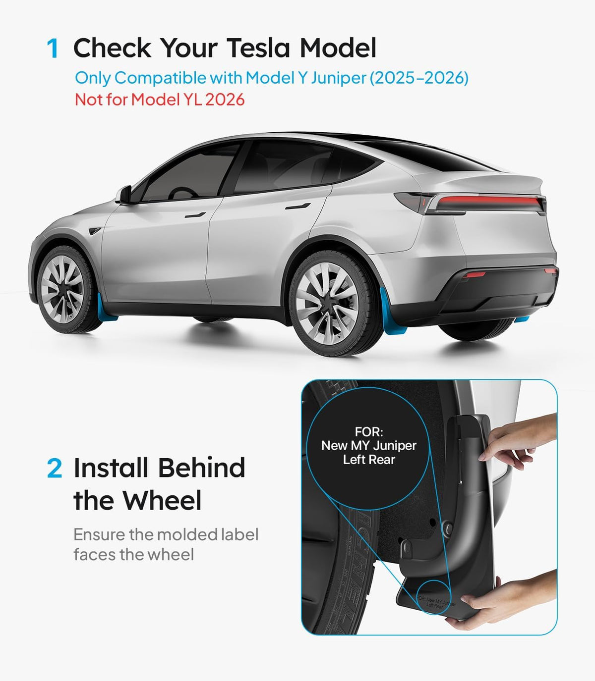 ( shf 36 ) Wigoo for Tesla Model Y Juniper 2025-2026 Mud Flaps