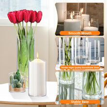 ( shf 31 ) Set of 4 Clear Cylindrical Glass Flower Vases