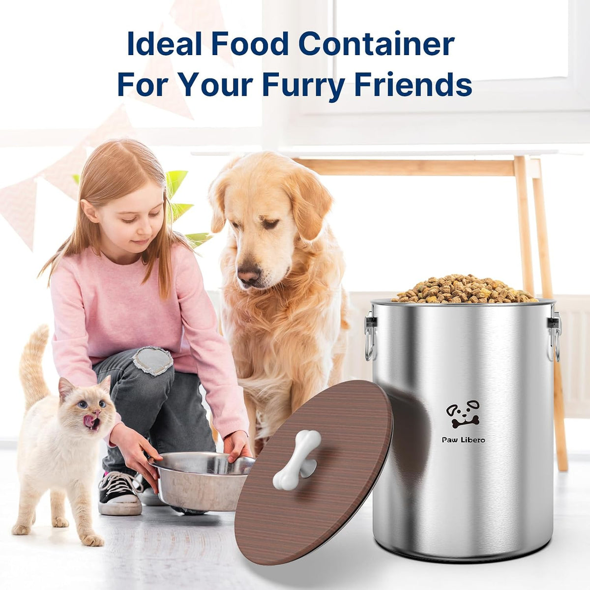 (shf L ) 25 lb Stainless Steel Dog Food Storage Container with Airtight Lid for Pet