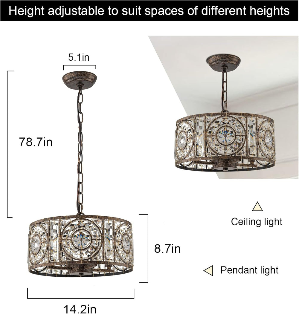 ( shf 34 ) Zicbol Bronze Vintage Crystal Chandeliers