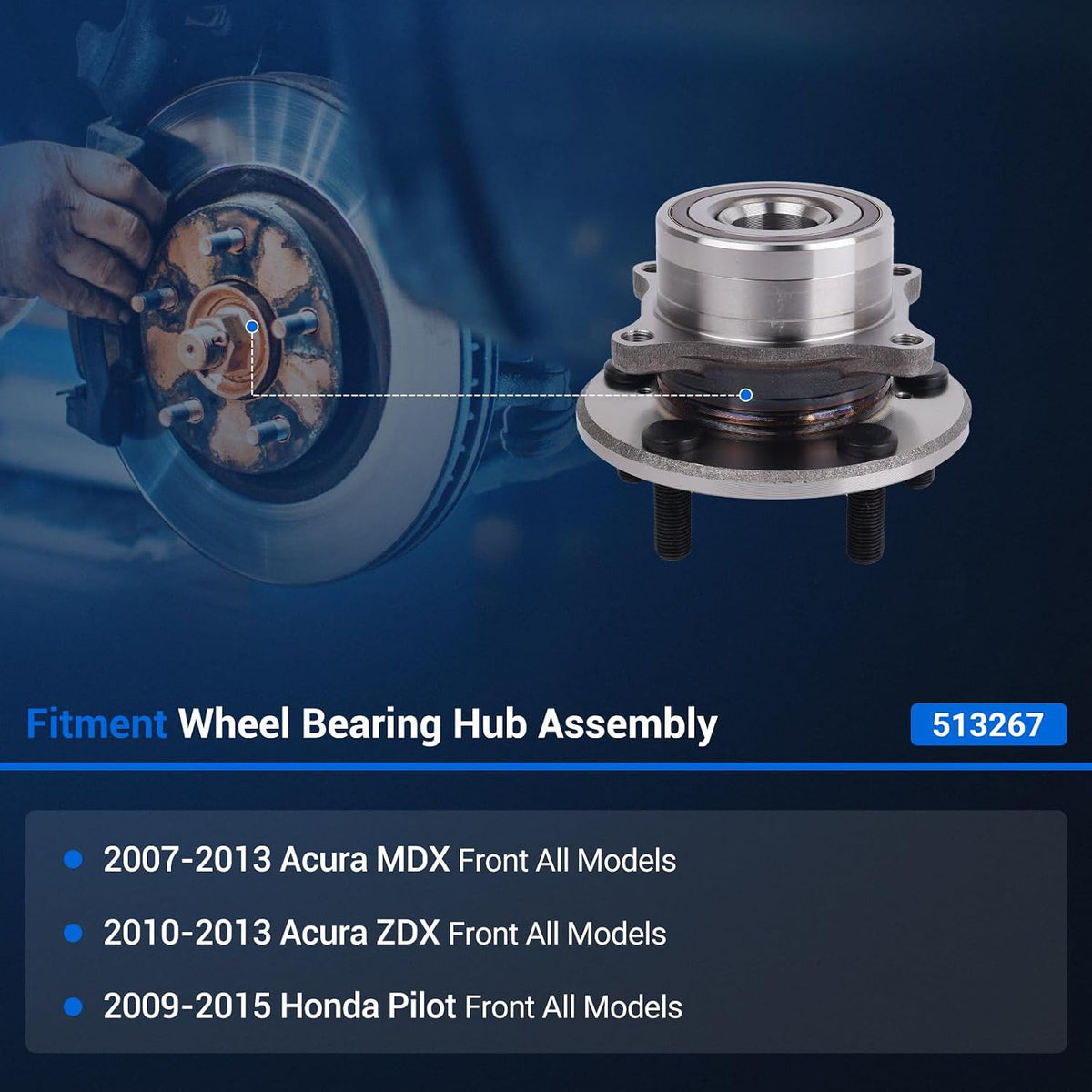 ( shf 36 ) Autoround 513267 Front Wheel Hub Assembly Fits Honda Pilot