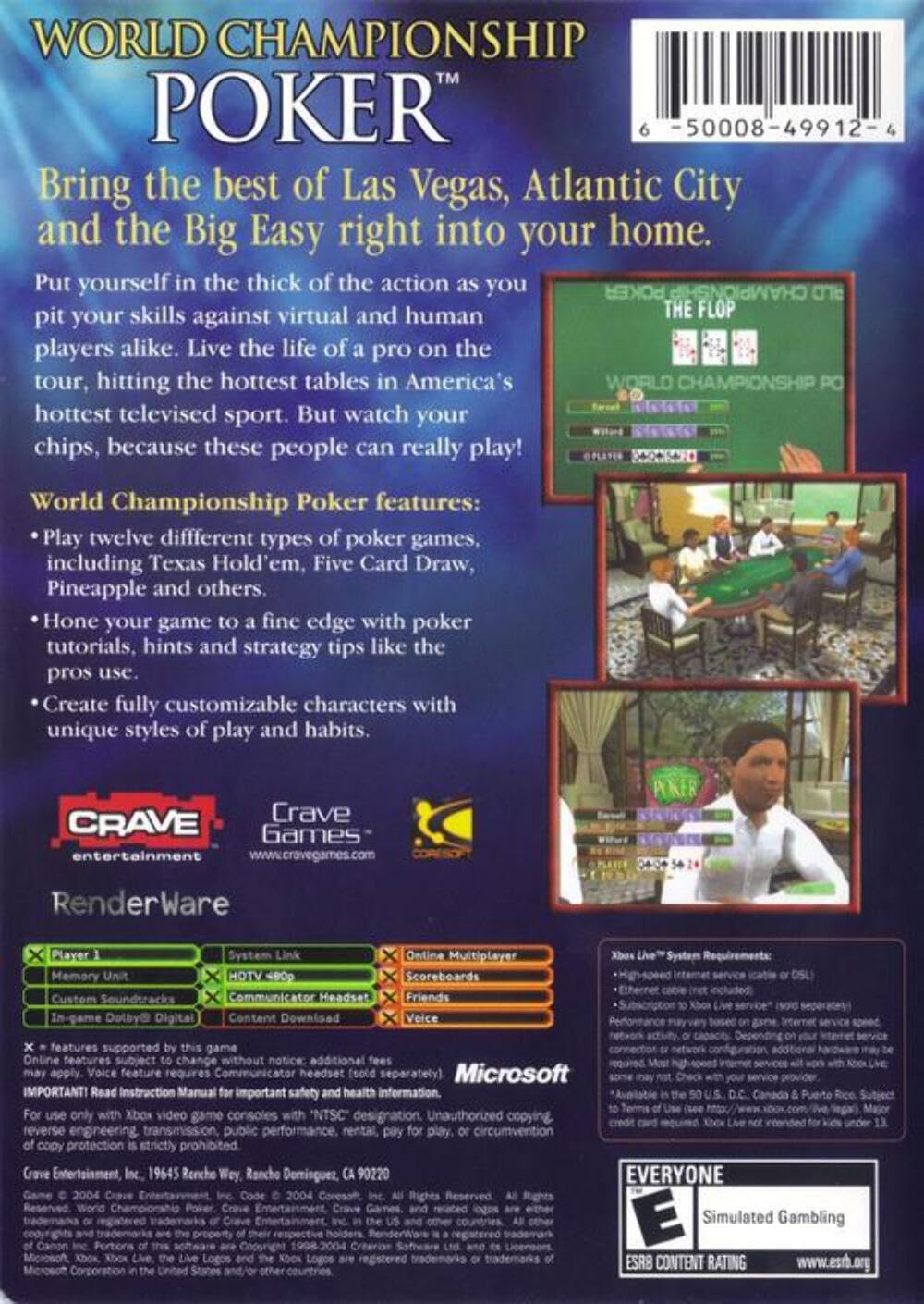 ( shf 10 )  XBOX - World Championship Poker - Xbox