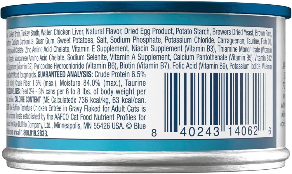 ( shf 13 ) Blue Buffalo Tastefuls Chicken Flaked Wet Cat Food, 3 oz, 4