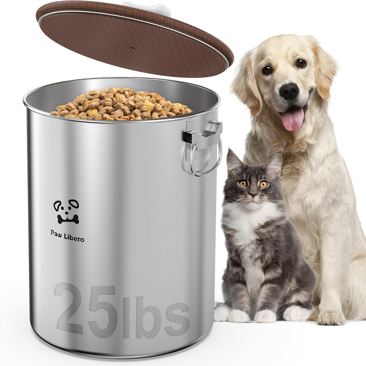 (shf L ) 25 lb Stainless Steel Dog Food Storage Container with Airtight Lid for Pet