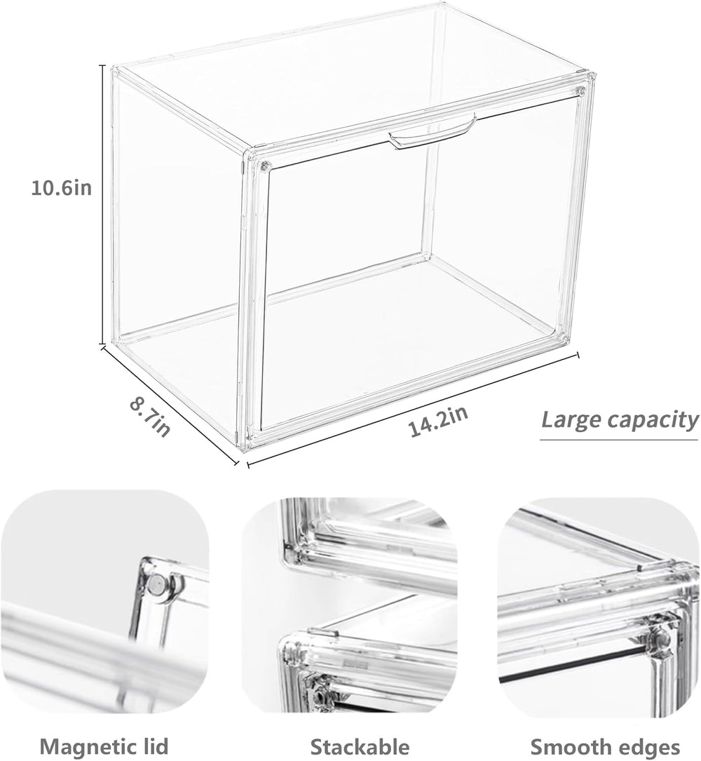 ( shf 31 ) LXLXXL Acrylic Box Display Case, 5-Pack XL Stackable Storage Bins with Lid