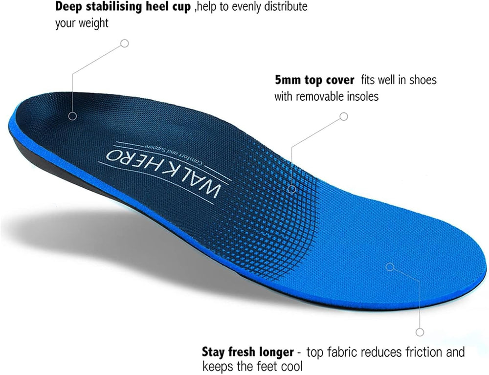 ( shf 13 ) WalkHero Plantar Fasciitis Relief, Arch Support Insoles for Men Women