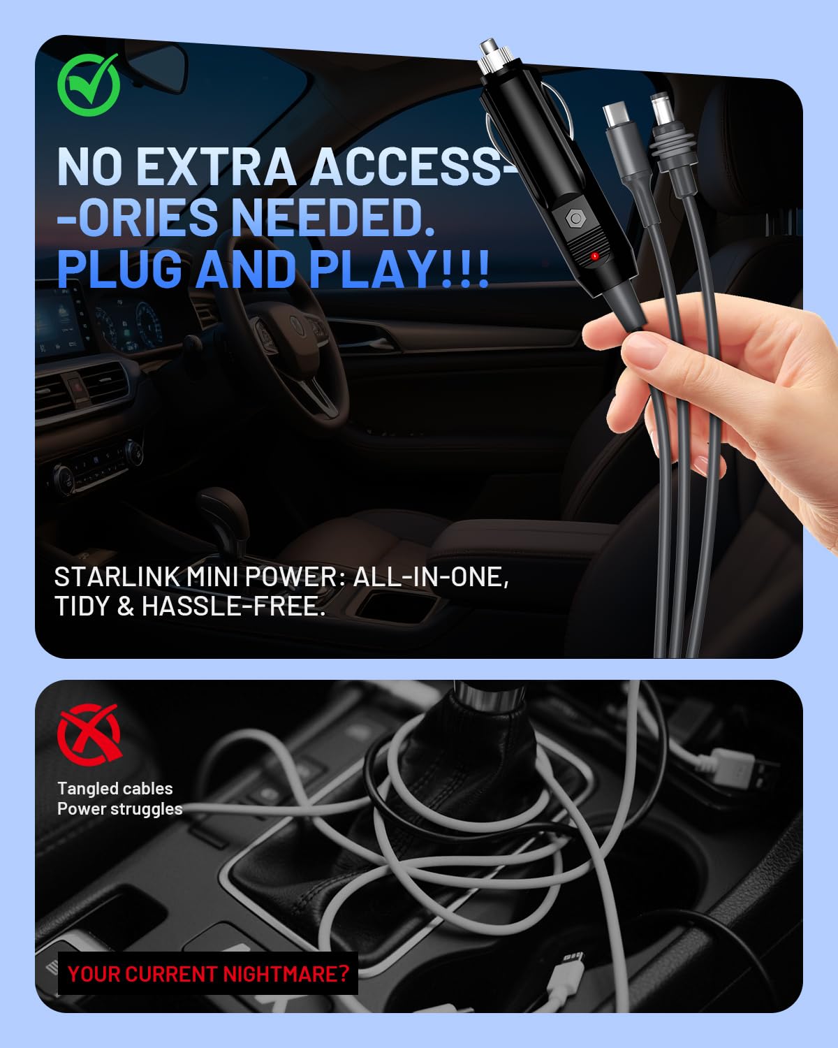 ( shf 27 ) Starlink Mini 3-in-1 Power Adapter Cable