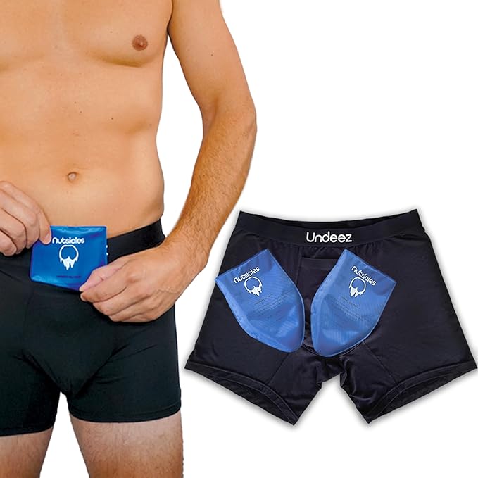 ( shf 13 ) Undeez Vasectomy Underwear - Comes With 2-Custom Fit Ice Packs and Snug Boxer Briefs For Testicular