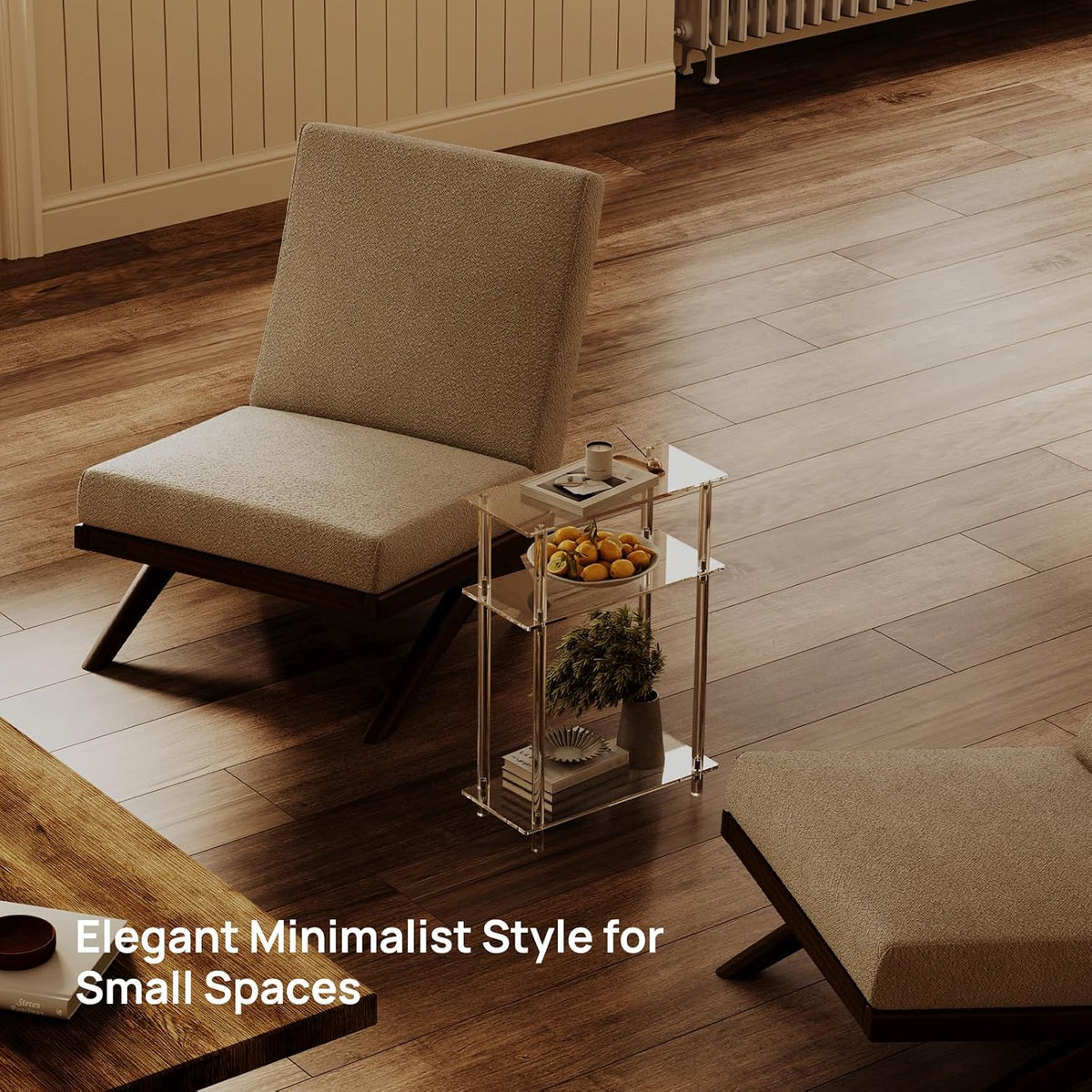 ( shf L ) HMYHUM Acrylic Narrow Side Table for Small Spaces