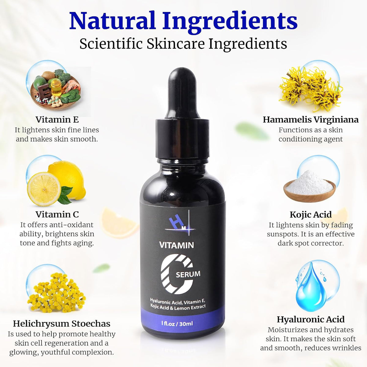 ( shf V ) HM Vitamin C Serum with Hyaluronic Acid, Vitamin E & 1 percent Kojic Acid